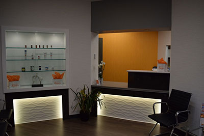 The reception desk at Advance Foot Care of Manhasset, NY, a podiatry clinic.