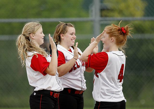 Kids playing softball, one of the spring sports.